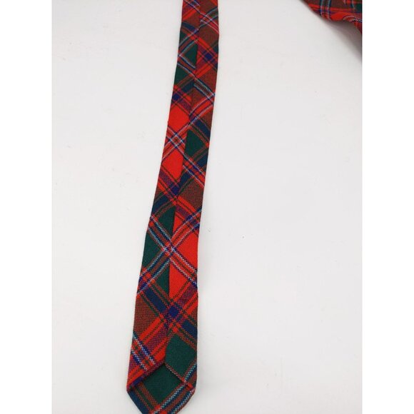 Vintage Scottish Red & Green Tartan Plaid Wool‎ Necktie 54" Scotland - Picture 3 of 4